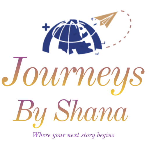 Journeys by Shana logo: a globe and paper plane above a script wordmark